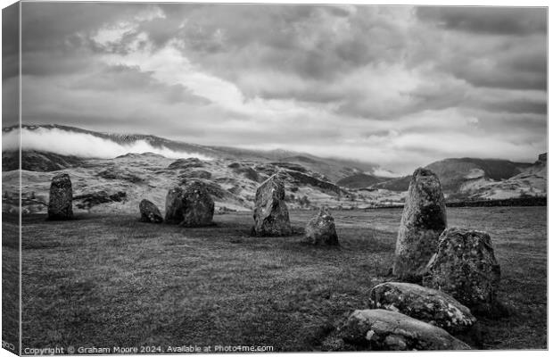 Castlerigg and High Rigg monochrome Canvas Print by Graham Moore