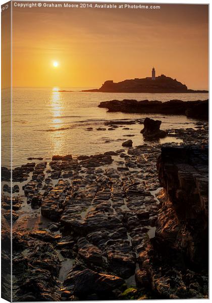 Godrevy sunset Canvas Print by Graham Moore