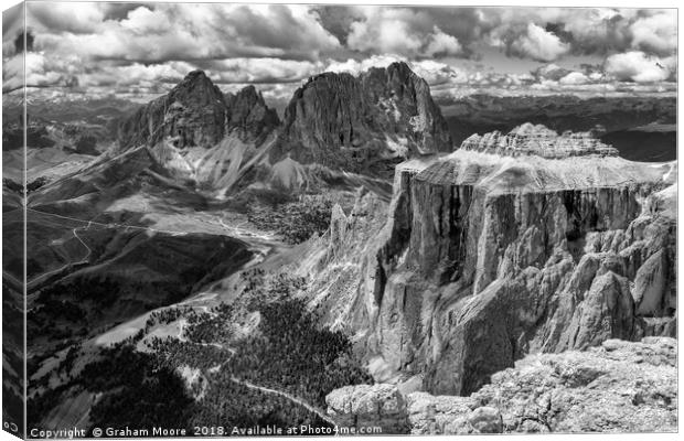 Sella Towers monochrome Canvas Print by Graham Moore