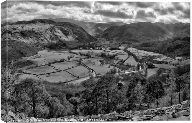Borrowdale from Castle Crag scree Canvas Print by Graham Moore