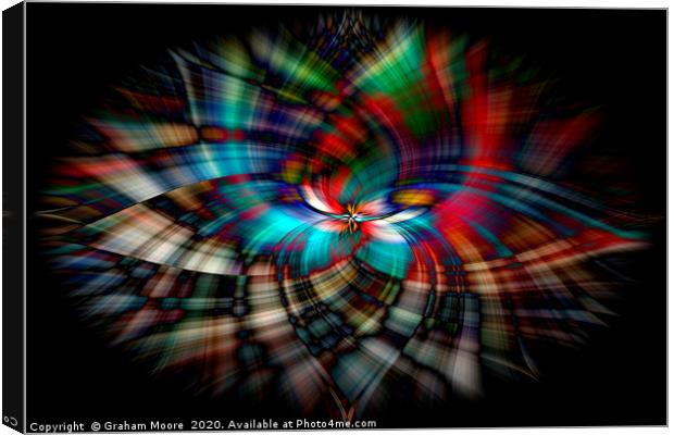 Abstract twirl effect from stained glass window Canvas Print by Graham Moore