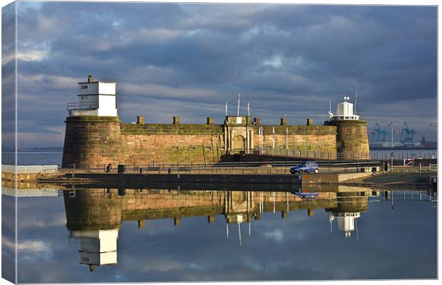 Fort Perch Rock reflected Canvas Print by Paul Farrell Photography