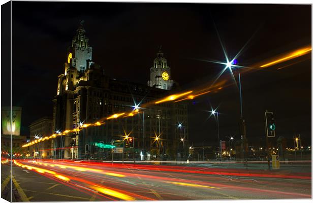 Liverpool light trails Canvas Print by Paul Farrell Photography