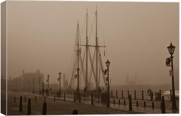 Foggy Canning Dock in Liverpool Canvas Print by Paul Farrell Photography