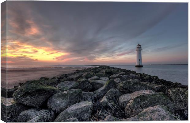 Perch Rock lighthouse after sunset Canvas Print by Paul Farrell Photography