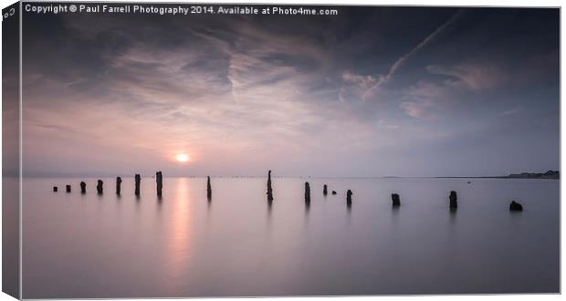  Hazy sunset at Caldy beach Canvas Print by Paul Farrell Photography