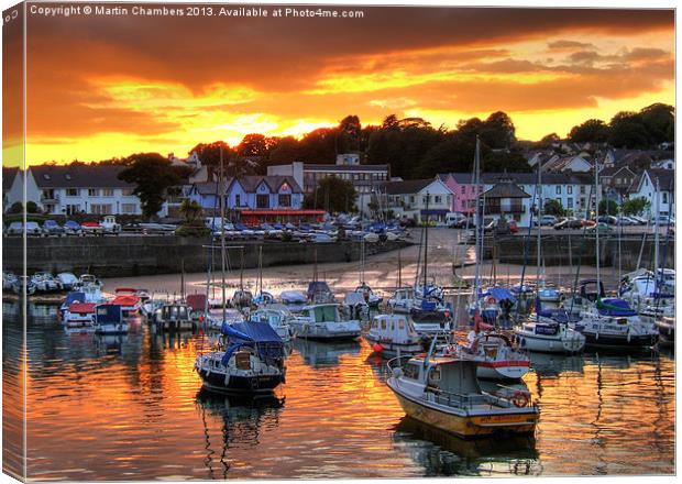Saundersfoot Harbour Sunset Canvas Print by Martin Chambers