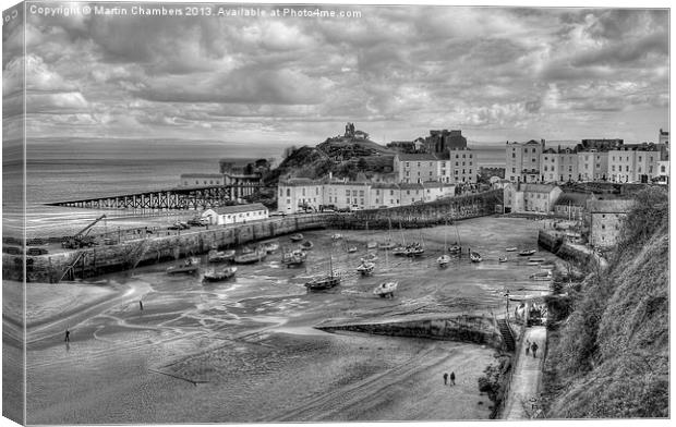 Tenby in Black and White Canvas Print by Martin Chambers