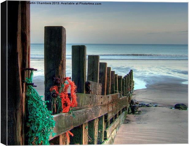 Fishing Nets on Groyne Canvas Print by Martin Chambers