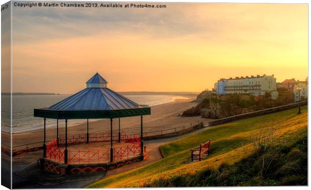 Bandstand and South Beach Tenby Canvas Print by Martin Chambers
