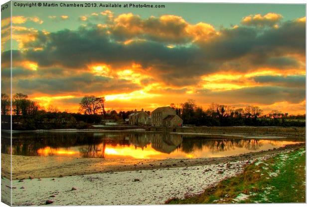 Sunset Over Tidal Mill Canvas Print by Martin Chambers