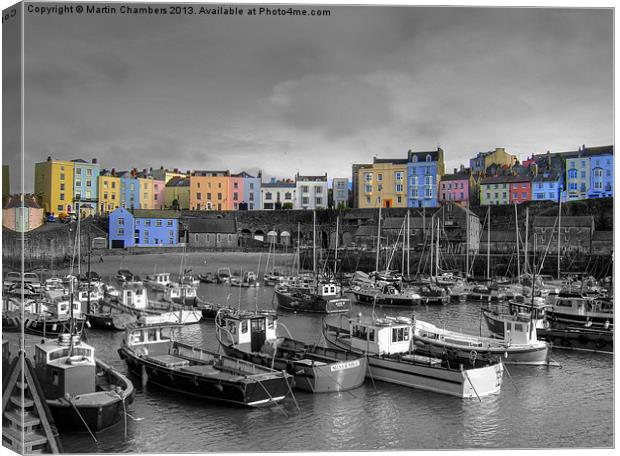 Tenby Harbour - Selective Colouring Canvas Print by Martin Chambers
