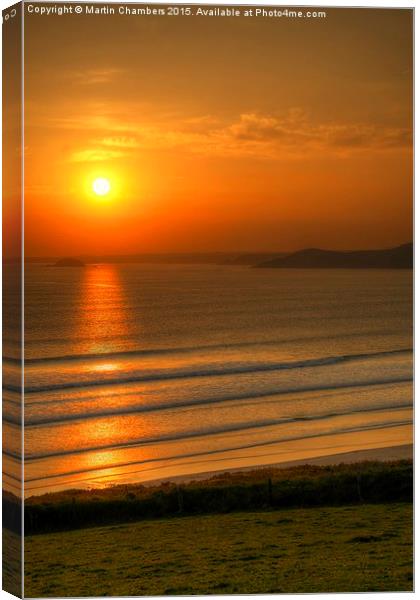  Sunset from Newgale, Pembrokeshire Canvas Print by Martin Chambers