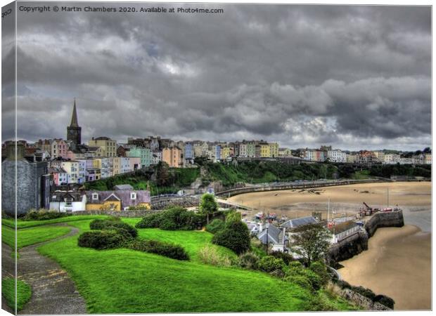 Grey Skies over Tenby Canvas Print by Martin Chambers