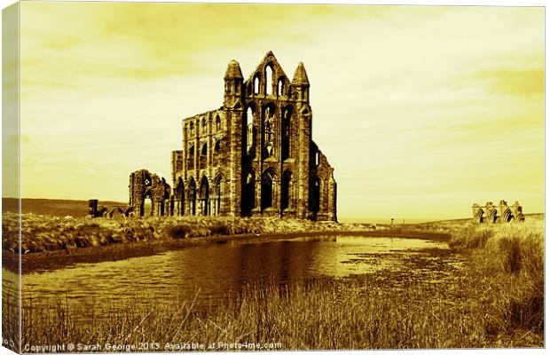 Whitby Abbey in Sepia Canvas Print by Sarah George