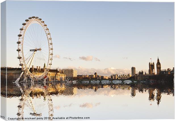 Thames-side Reflections Canvas Print by michael perry