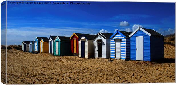 Southwold Beach Huts Canvas Print by Karen Magee