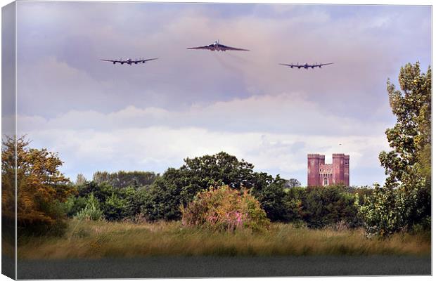  Avro Trio over Tattershall Castle Canvas Print by Jason Green