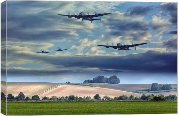 Lancaster Bombers Homeward Bound Canvas Print by Jason Green