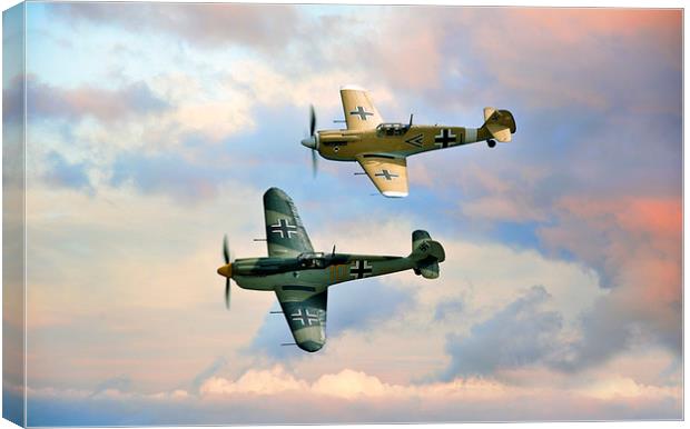  Messerschmitt Bf 109 and Buchon HA-1112 Canvas Print by Jason Green