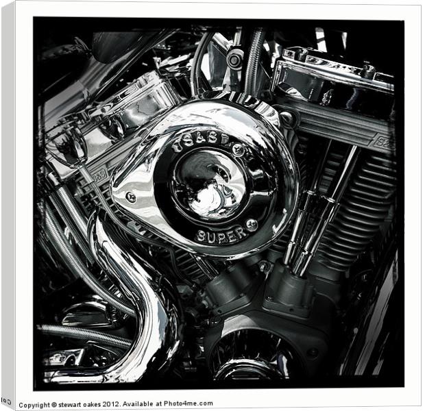 Motorbike engine B&W 1 Canvas Print by stewart oakes