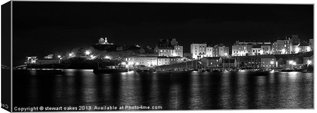 Tenby Harbour at night 4 Canvas Print by stewart oakes