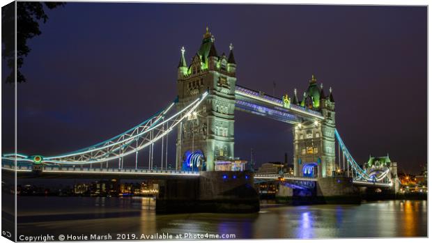 Tower Bridge at Night Canvas Print by Howie Marsh