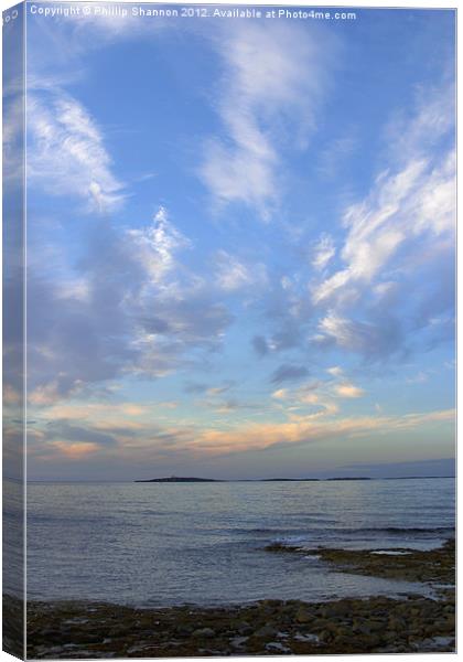 Sun set over coast in Seahouses Canvas Print by Phillip Shannon