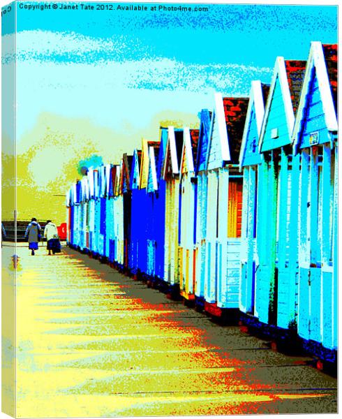 Southwold Beach Hut Ladies Canvas Print by Janet Tate