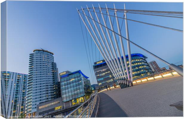 Media City Bridge and Buildings Canvas Print by Paul Madden
