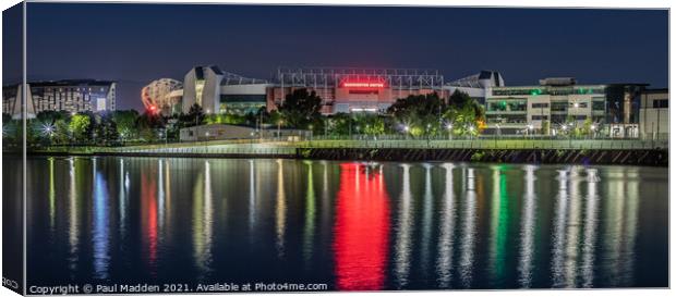 Old Trafford At Night Canvas Print by Paul Madden