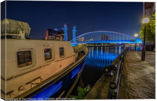 Salford Quays at Night Canvas Print by Paul Madden