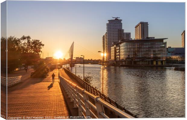 Salford Quays Sunset Canvas Print by Paul Madden