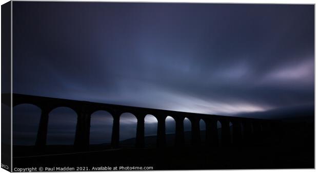 Ribblehead Viaduct Long Exposure at dusk Canvas Print by Paul Madden