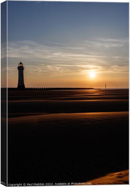 New Brighton Lighthouse Sunset Canvas Print by Paul Madden