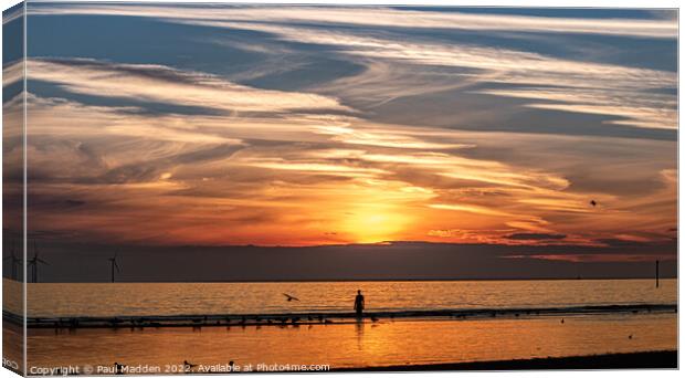 Crosby Beach as the sun sets Canvas Print by Paul Madden