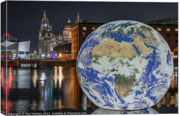 Floating globe in the Royal Albert Dock Canvas Print by Paul Madden