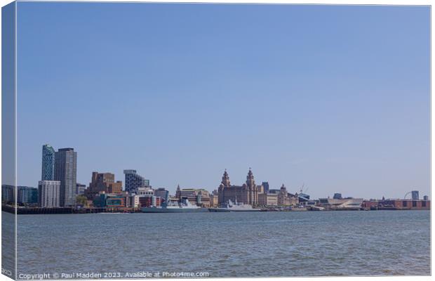 Liverpool waterfront and military ships Canvas Print by Paul Madden