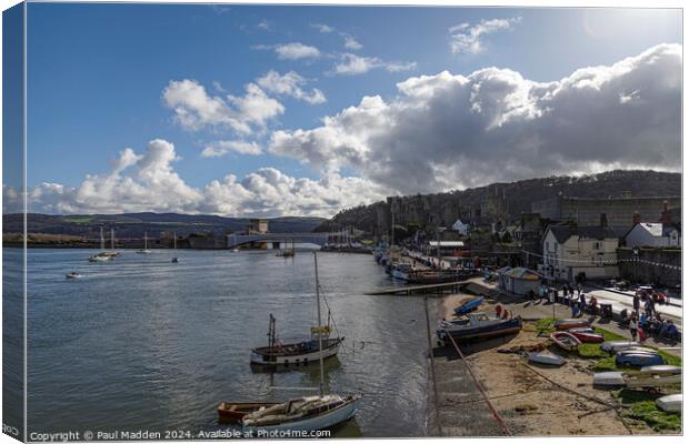 Conwy Marina and Castle Canvas Print by Paul Madden