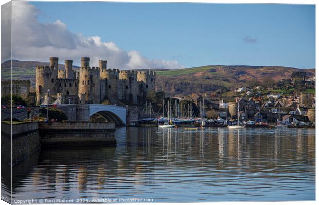 Conwy Marina and Conwy Castle Canvas Print by Paul Madden