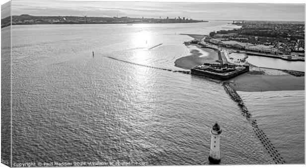 New Brighton and Liverpool waterfront Canvas Print by Paul Madden