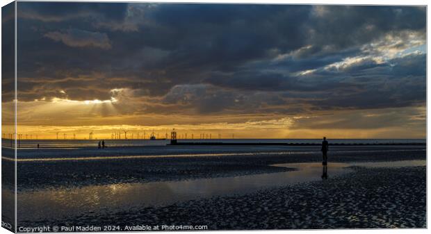 Crosby Beach sunset Canvas Print by Paul Madden