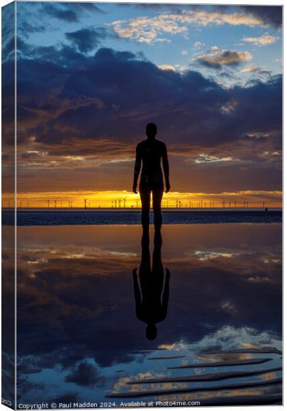 Crosby Beach reflections Canvas Print by Paul Madden