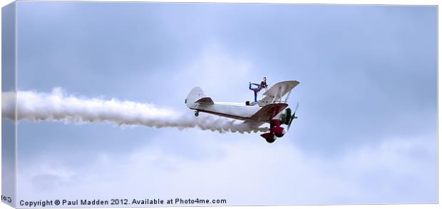 Wingwalker Southport air show Canvas Print by Paul Madden