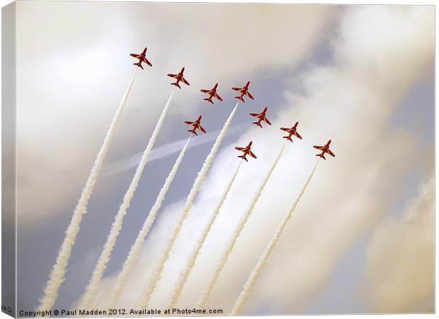 Red Arrows Phoenix Formation Canvas Print by Paul Madden