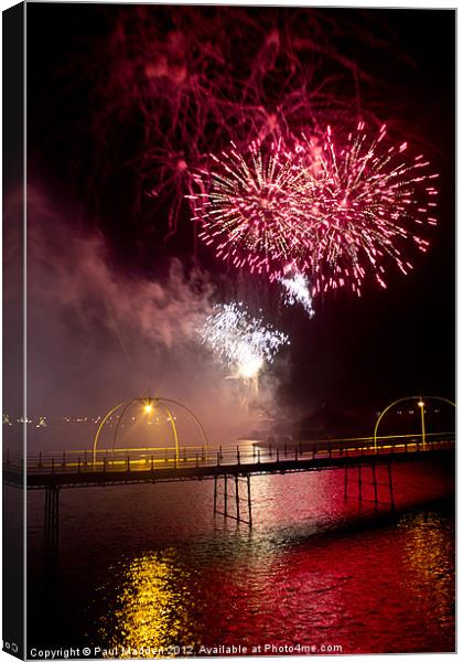 Southport Musical Fireworks Red Canvas Print by Paul Madden
