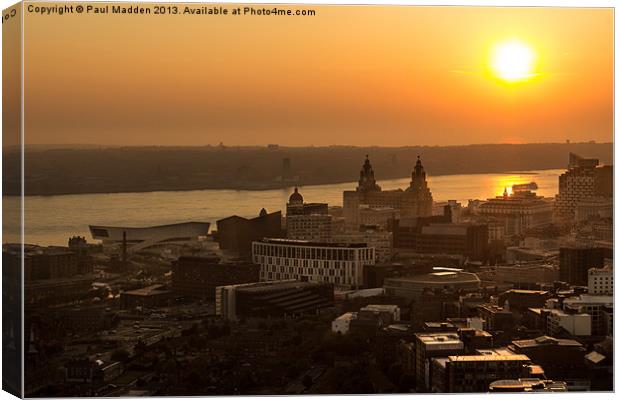 Summer sunset over Liverpool Canvas Print by Paul Madden
