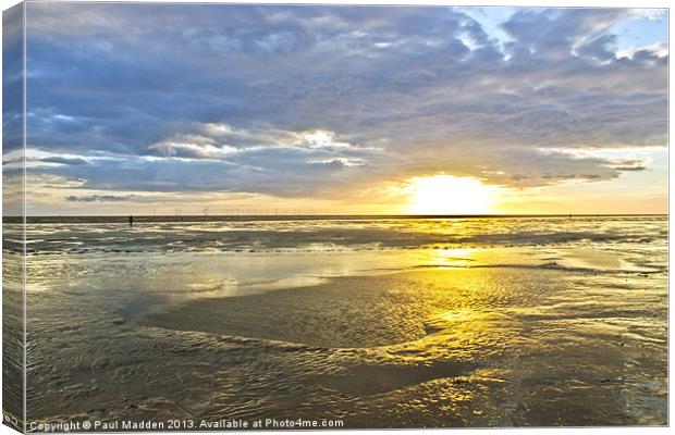 Crosby beach sunset Canvas Print by Paul Madden