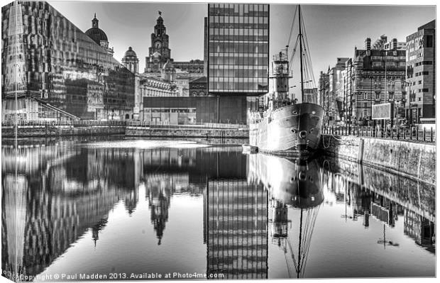 Canning Dock Black And White Canvas Print by Paul Madden