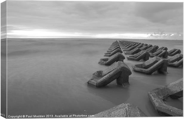 Incoming tide at dusk B+W Canvas Print by Paul Madden